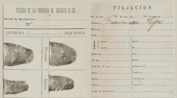 Las huellas digitales de Francisca Rojas de Caraballo.